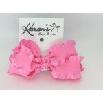 Pink (Hot Pink) Double Ruffle Bow - 4 Inch